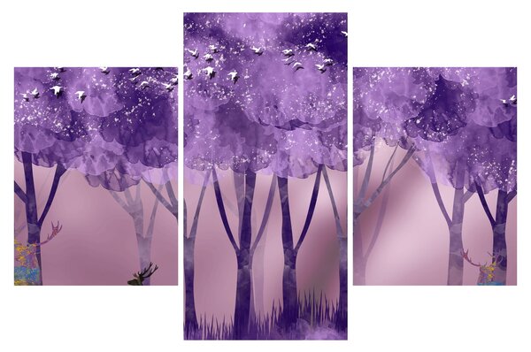 Slika - Jelen u čarobnoj šumi (90x60 cm)