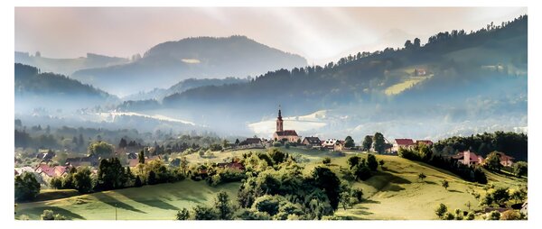 Slika - selo u magli (120x50 cm)