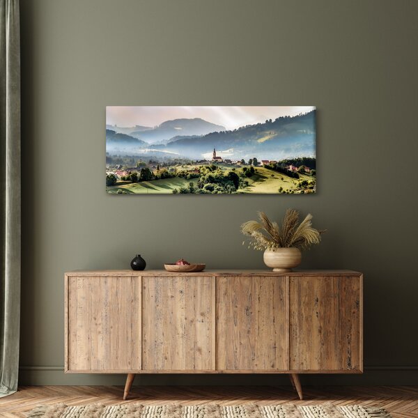 Slika - selo u magli (120x50 cm)