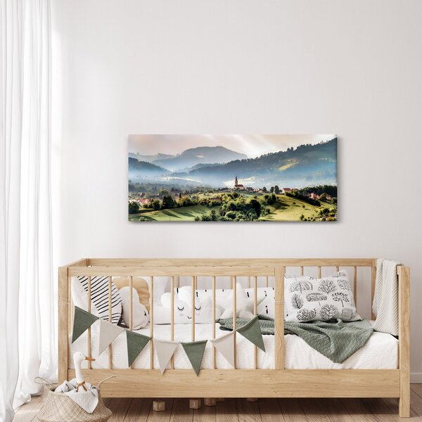 Slika - selo u magli (120x50 cm)