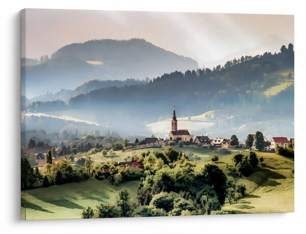 Slika - selo u magli (70x50 cm)
