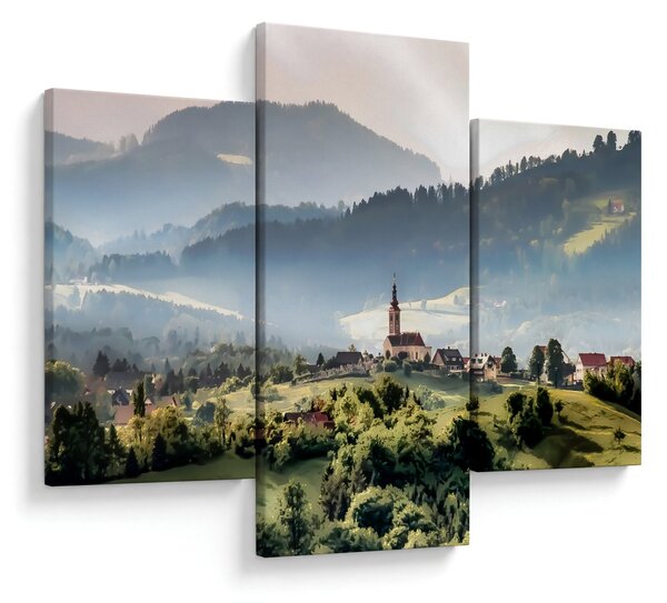 Slika - selo u magli (90x60 cm)
