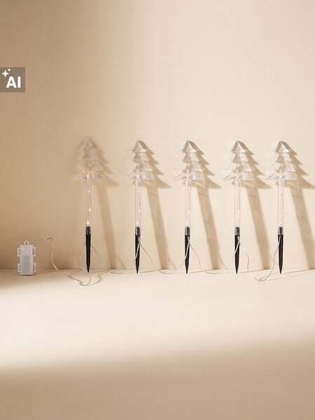 Sinsay - Set ubodnih LED vrtnih lampi s motivom božićnih drvca