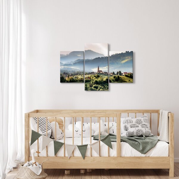 Slika - selo u magli (90x60 cm)