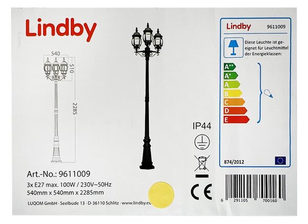 Lindby - Vanjska lampa 3xE27/100W/230V IP44