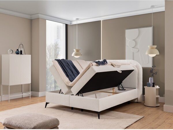 Bijeli boxspring krevet s prostorom za odlaganje 140x200 cm Ornes – Ropez
