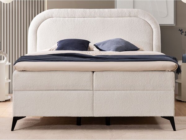 Bijeli boxspring krevet s prostorom za odlaganje 140x200 cm Ornes – Ropez