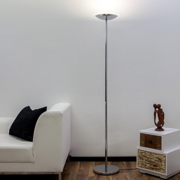 Lindby Malea LED podna lampa, kromirana, dimabilna, 180 cm, prigušiva, Metalik, Dnevni boravak/blagovaonica, Metal