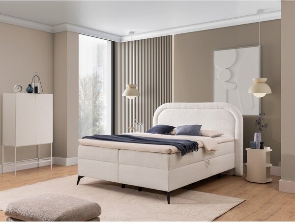 Bijeli boxspring krevet s prostorom za odlaganje 140x200 cm Ornes – Ropez