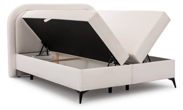 Bijeli boxspring krevet s prostorom za odlaganje 140x200 cm Ornes – Ropez