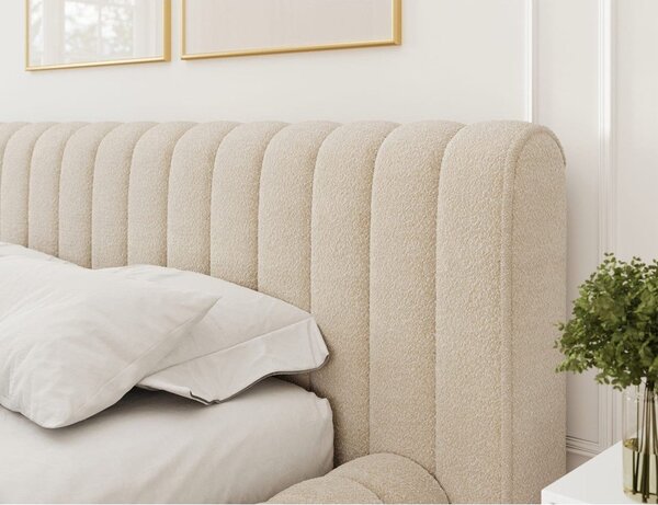 Bež tapecirani bračni krevet s prostorom za odlaganje s podnicom 180x200 cm Carilla – ELTAP