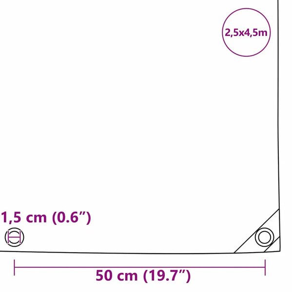 Cerada 650g / m² Maslinastozelena 2 5 x 4 5 m - Maslinastozelena 2 5 x 4 5 m with eyelets