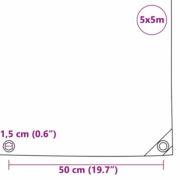 Cerada 650g / m² Narančasta 5 x 5 m Platno s PVC premazom - Narančasta 5 x 5 m with eyelets