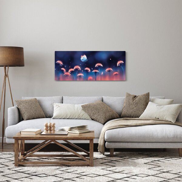 Slika maslačaka s plavim leptirom (120x50 cm)