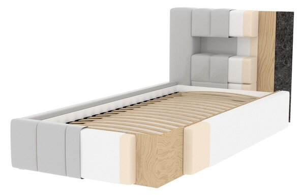 Sivi tapecirani krevet s prostorom za odlaganje s podnicom 90x200 cm Lamica – ELTAP