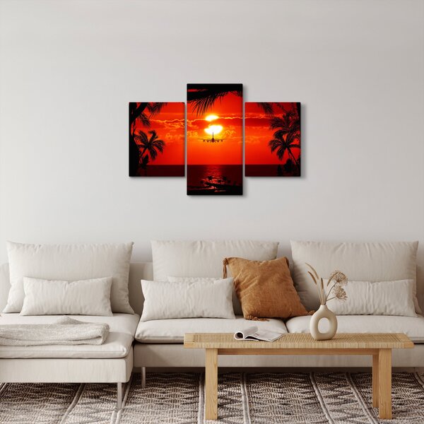 Slika - zalazak sunca sa zrakoplovom (90x60 cm)