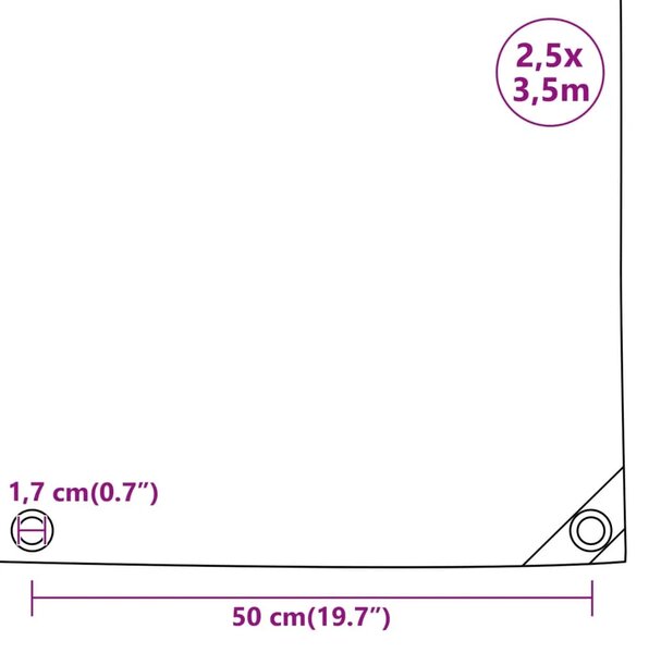 Cerada antracit 2 5x3 5 m 650 g/m² - Antracit 2 5 x 3 5 m with eyelets