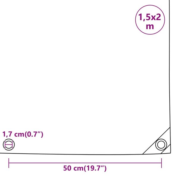 Cerada siva 1 5x2 m 650 g/m² - Siva 1 5 x 2 m with eyelets