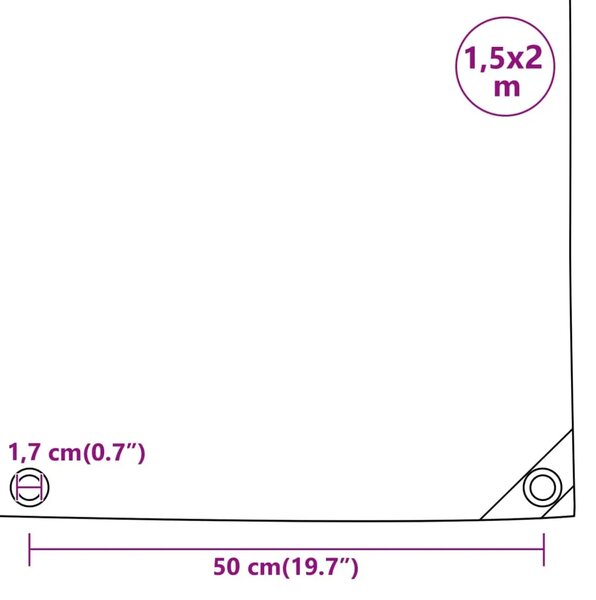 Cerada zelena 1 5x2 m 650 g/m² - Zelena 1 5 x 2 m with eyelets