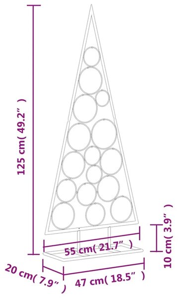 Metalno ukrasno božićno drvce crno 125 cm - 125 cm Crna