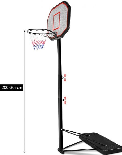 Stalak za košarku, košarkaški koš, prijenosni koš, dim. 220-305 cm