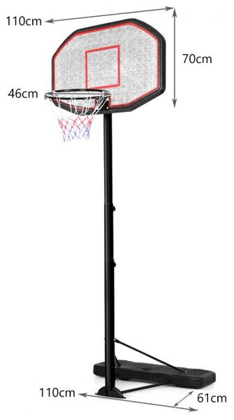 Stalak za košarku, košarkaški koš, prijenosni koš, dim. 220-305 cm