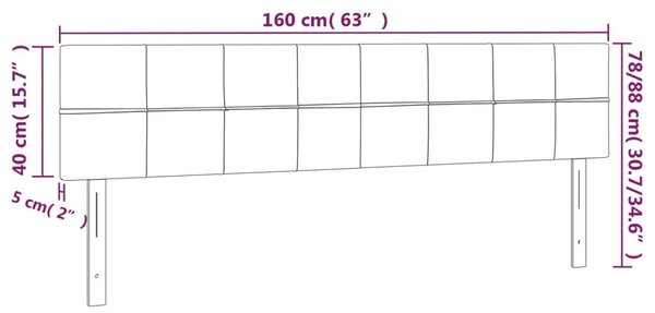 Uzglavlja svjetlosiva 160x5x78/88 cm baršunasta - Svjetlosiva 160 cm Nisko