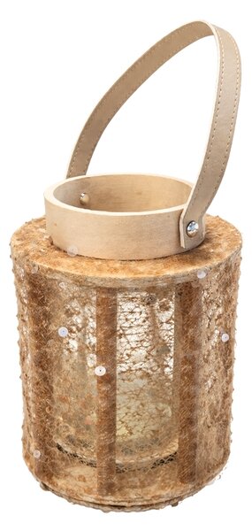 Lanterna s šljokicama NATUR GLAM 21 cm, prirodna