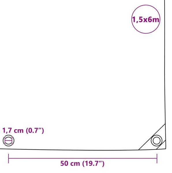 Cerada 650 g/m² 1 5 x 6 m crna - Crna 1 5 x 6 m with eyelets