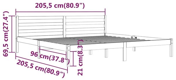 Okvir za krevet od masivne borovine 200 x 200 cm bijeli