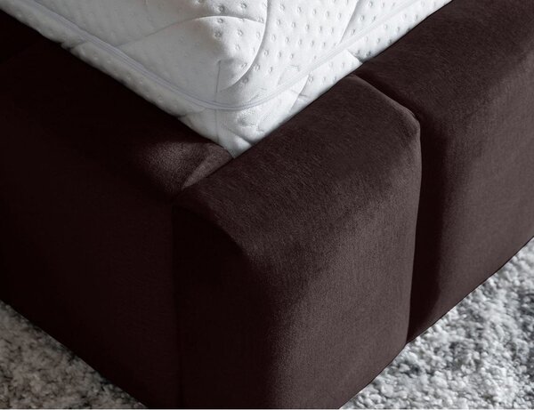 Tamno smeđi tapecirani bračni krevet s prostorom za odlaganje s podnicom 160x200 cm Lamica – ELTAP
