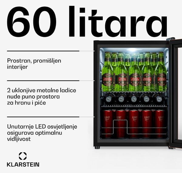 Klarstein Hladnjak za pića Beersafe sa staklenim vratima | 64 x 48 cm | 60 litara | 85 W | Bakar/bijela