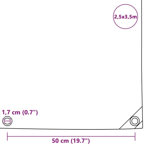 Cerada 650 g/m² 2 5 x 3 5 m siva