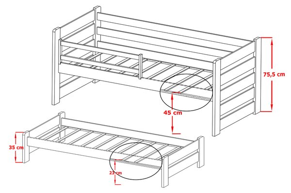 Zondo.hr Dječji krevet 80 x 180 cm SIMO (s podnicom i prostorom za odlaganje) (bijela). Akcija -21%. 1012997