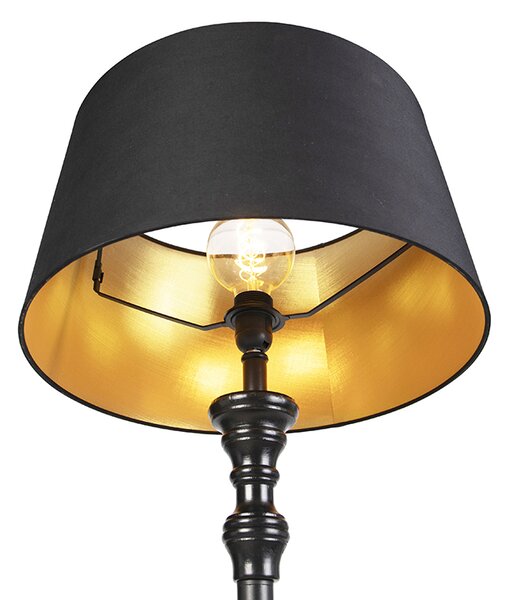 Podna svjetiljka s platnenom sjenilom crna sa zlatom 45 cm - Classico