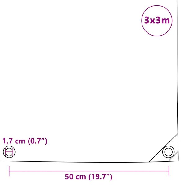 Cerada 650 g/m² 3 x 3 m siva