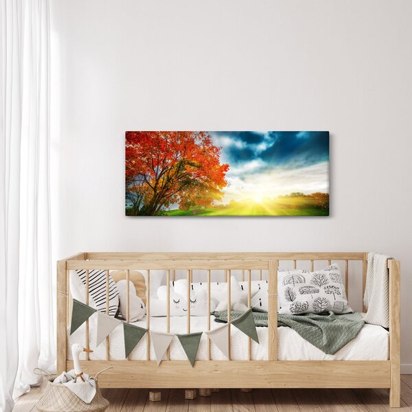 Slika krajolika okupanog sunčevom svjetlošću (120x50 cm)