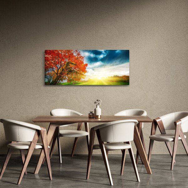Slika krajolika okupanog sunčevom svjetlošću (120x50 cm)