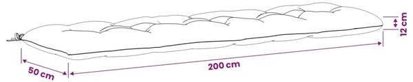 Jastučić za klupu VIANEN 100% poliester Crna 200 x 50 x 12 cm - Crna 200 x 50 x 12 cm