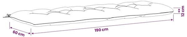 Jastučići za klupe VIANEN 2 kom. 100% poliester Antracit - Antracit 190 x 60 x 12 cm