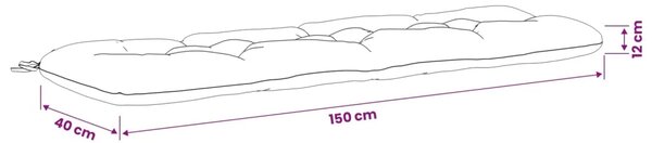 Jastučić za klupu VIANEN 100% poliester Bijela 150 x 40 x 12 cm - Bijela 150 x 40 x 12 cm