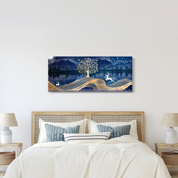 Slika jelena na punom mjesecu (120x50 cm)