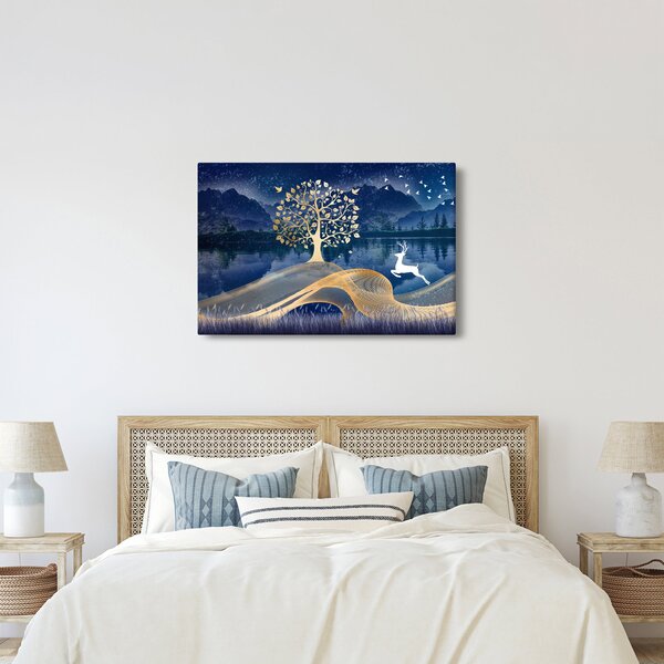 Slika jelena na punom mjesecu (90x60 cm)