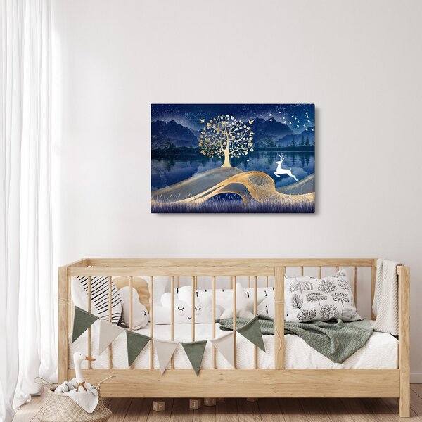 Slika jelena na punom mjesecu (90x60 cm)