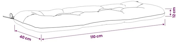 Jastučići za klupe VIANEN 2 kom. 100% poliester Siva - Siva 110 x 40 x 12 cm