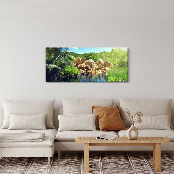 Slika jezera u džungli Sejšela (120x50 cm)