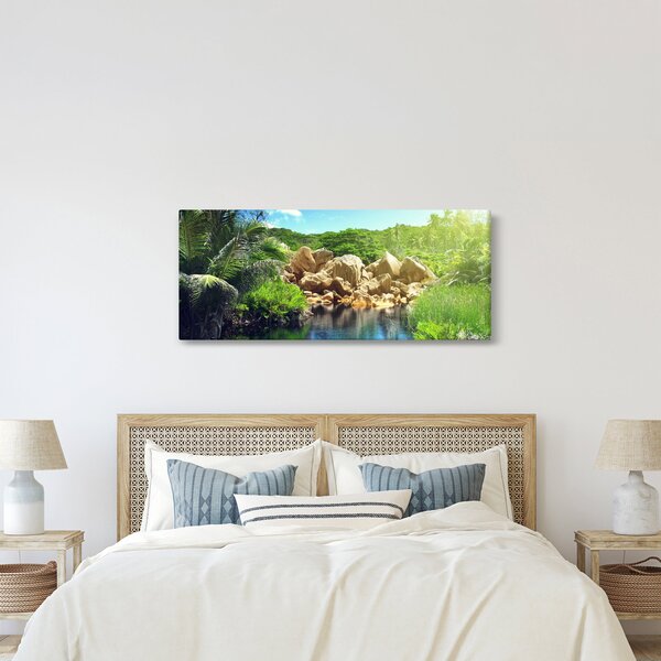 Slika jezera u džungli Sejšela (120x50 cm)