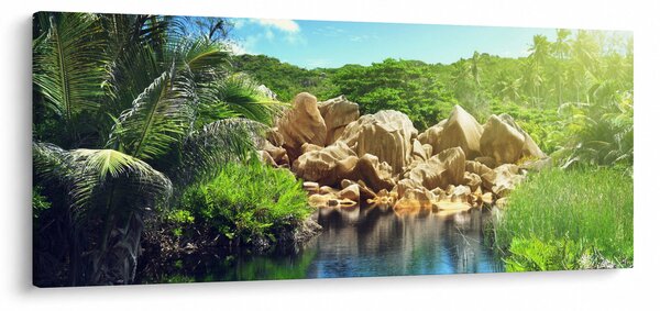 Slika jezera u džungli Sejšela (120x50 cm)