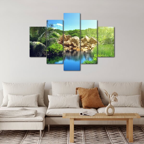 Slika jezera u džungli Sejšela (150x105 cm)