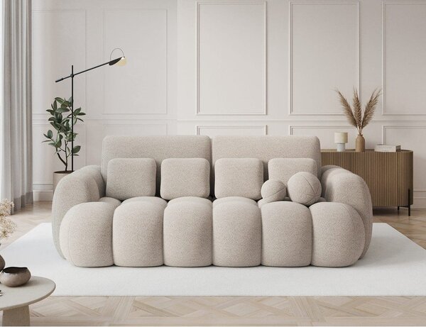 Bež sklopiva sofa od bouclé tkanine 256 cm Cotonn – ELTAP